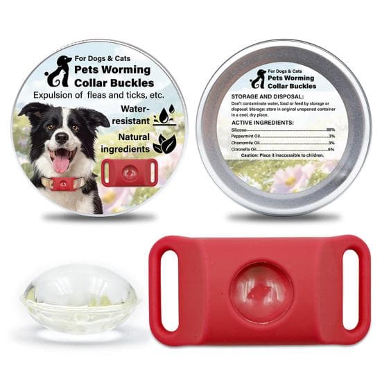 Flea Prevention Tag for Dogs Natural Ingredients Tick Repellent Tag Waterproof A red