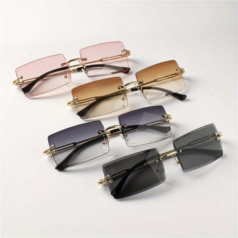1/4pcs Trendy Rimless Metal Glasses for Women Stylish Small Rectangular Frames Perfect Fashion Accessories