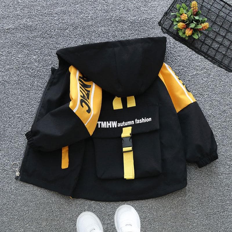 Spring Autumn Jacket for Boy Fashion Patchwork Windbreaker Casual Hooded Coat Children's Clothing 120