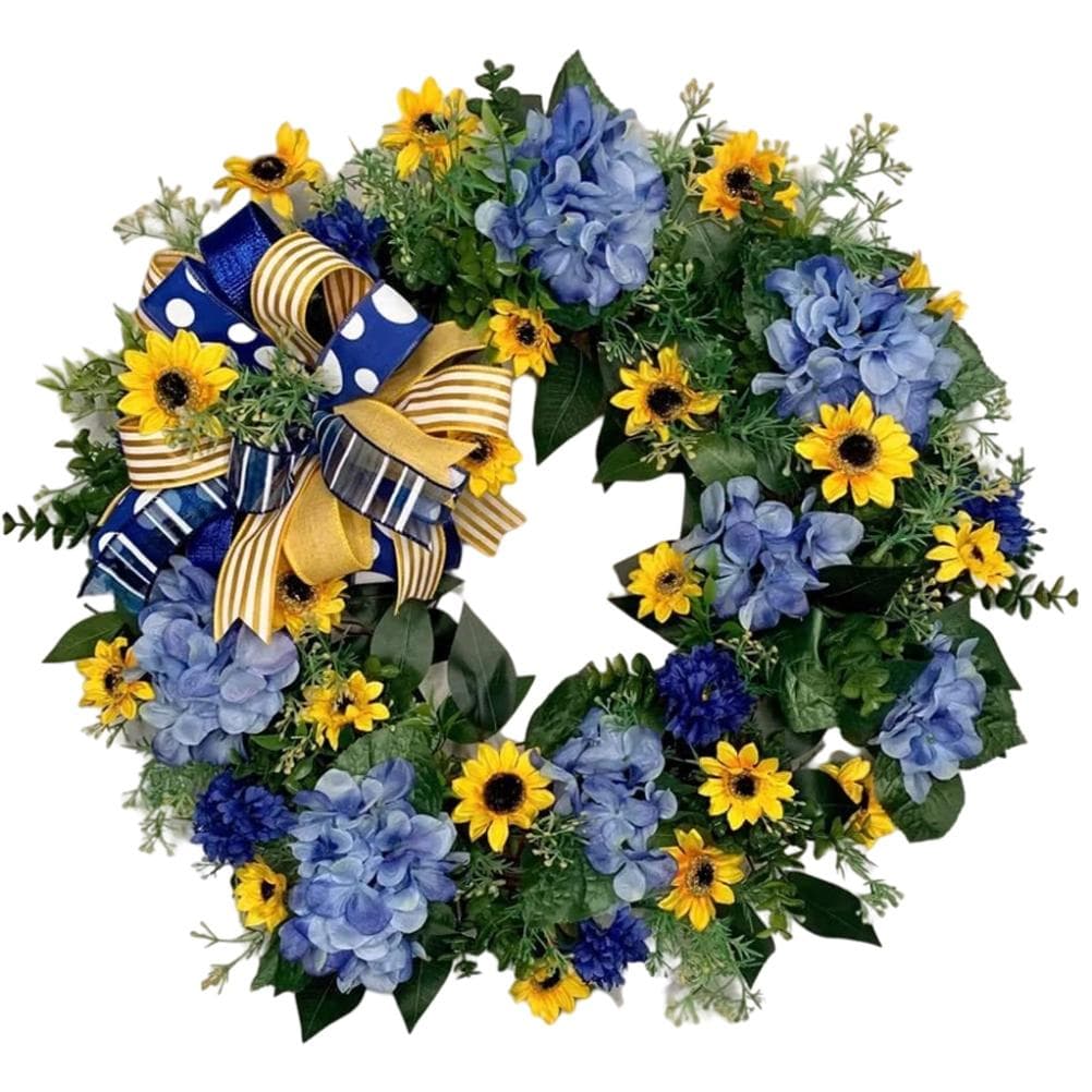 Ukraine Flag Sunflower Front Door Wreath Spring Decor Blue and Yellow Ukrainian Wreath for Home