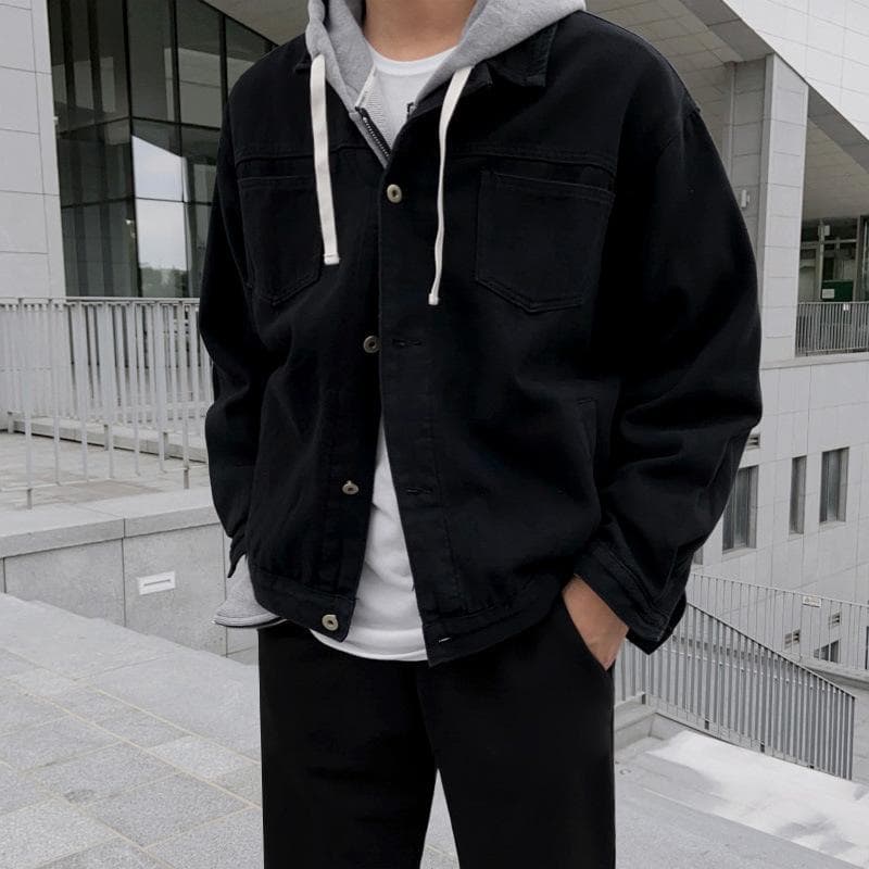 Jacket Men's Spring and Autumn Korean Style Trendy Loose Light Mature Style Denim Jacket Clothes Work Jacket 2XL