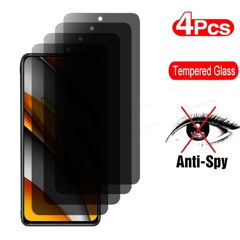 4Pcs Privacy Glas Voor Xiaomi Poco F3 X3 Pro Nfc F4 X4 Gt M5 M5S Anti Spy Screen Protector voor Poco F4 C40 M3 M4 Pro F2 Pro X3 For POCO M3 PRO 5G black