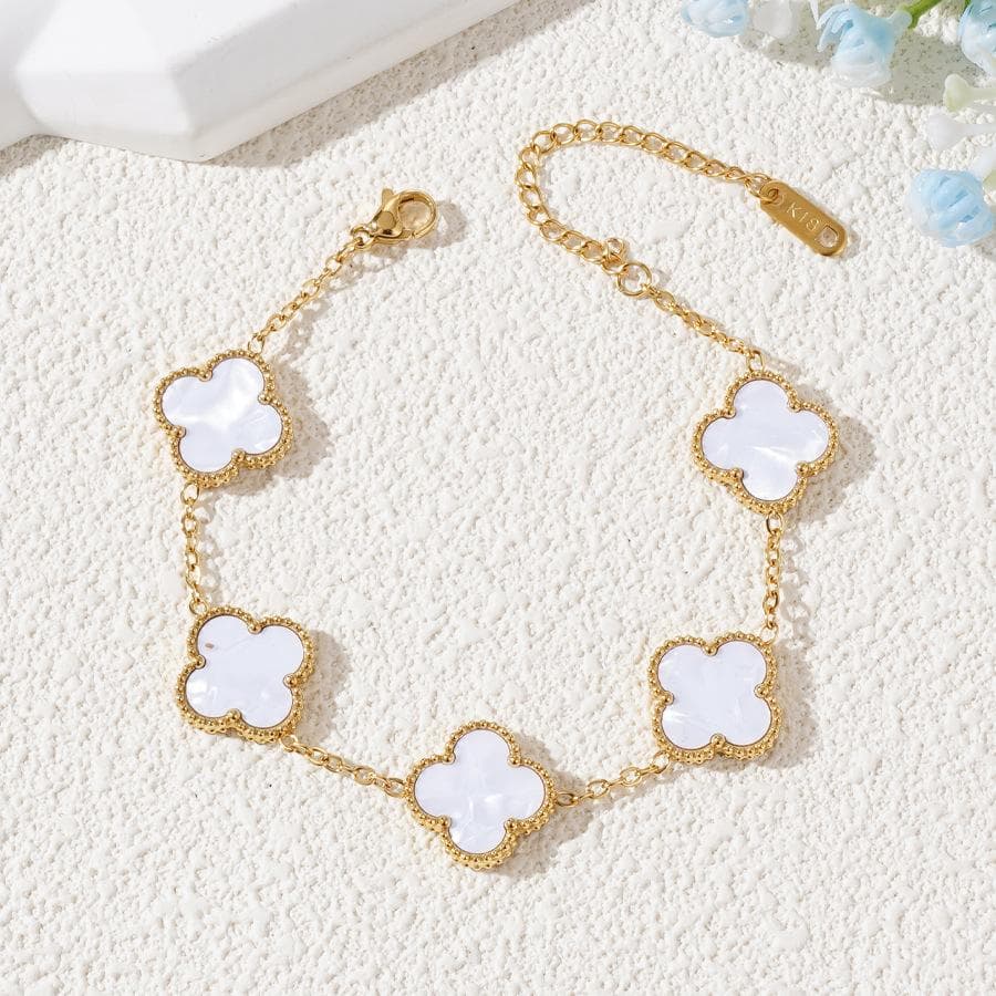 Titanium Steel Double Sided Lucky Bracelet 15Mm High Quality Four Leaf Clover Bracelet Fashion Hand Jewellery