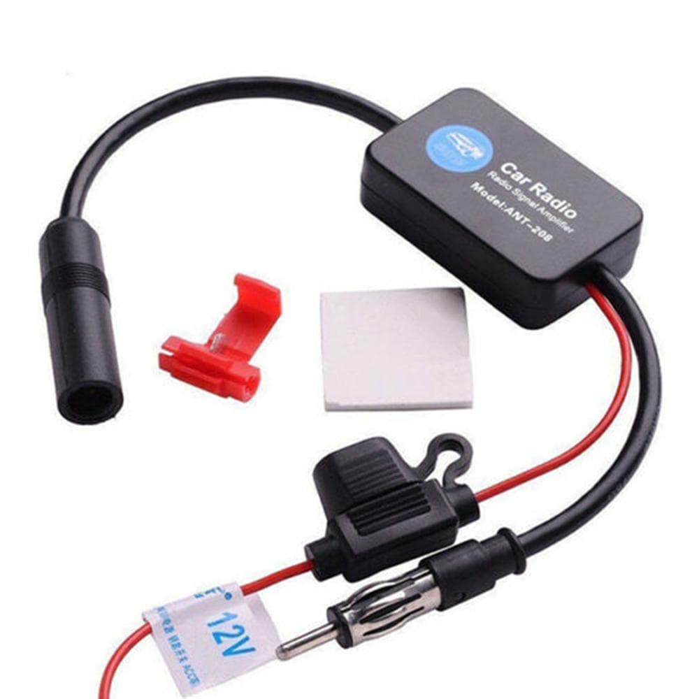Auto Car FM AM Radio Stereo Signal Antenna Aerial Signal Amplifier Booster 12V black