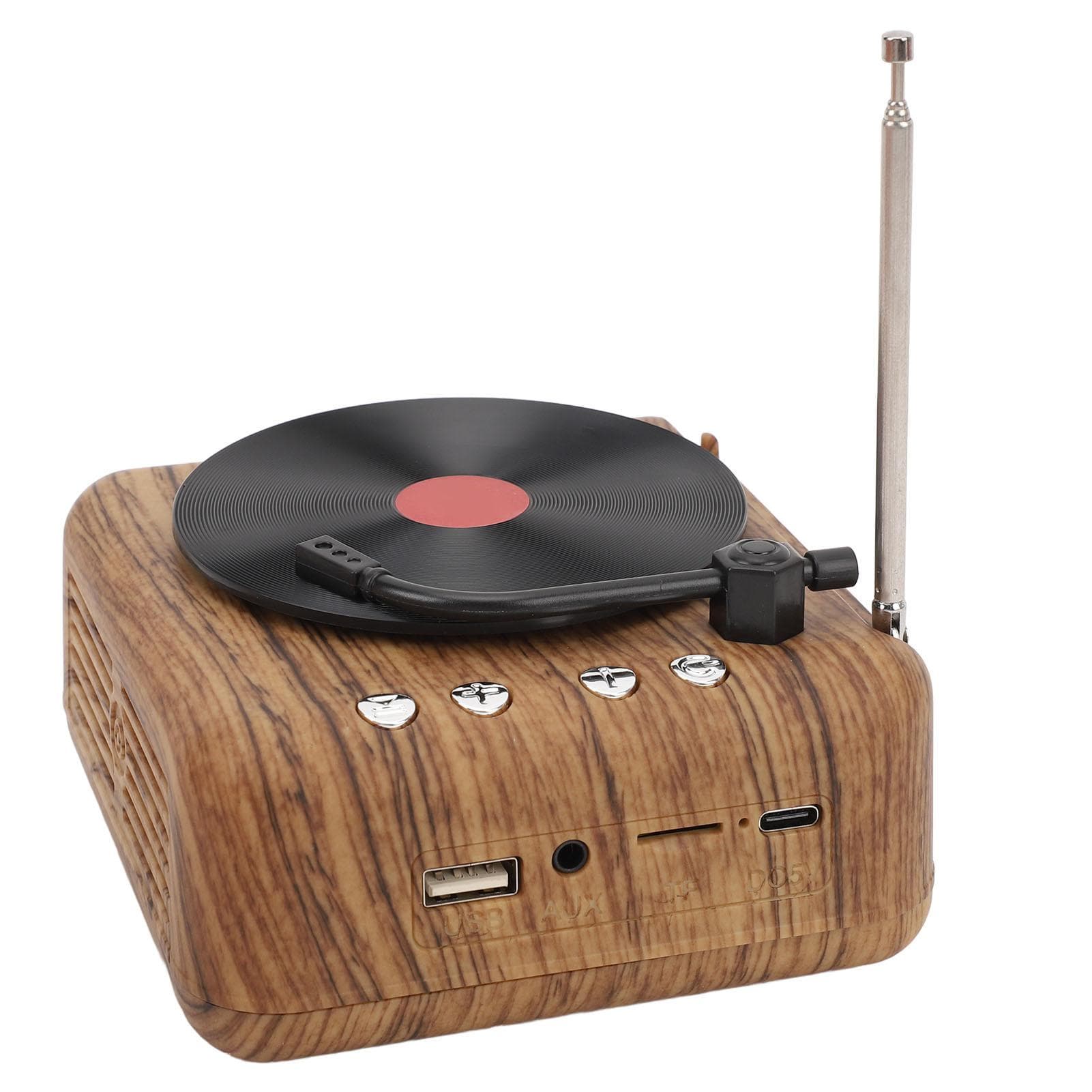 Vinyl Player Speaker 360 degrees  Stereo Vintage Wireless BT Heavy Bass Portable Turntable Vinyl Record brown