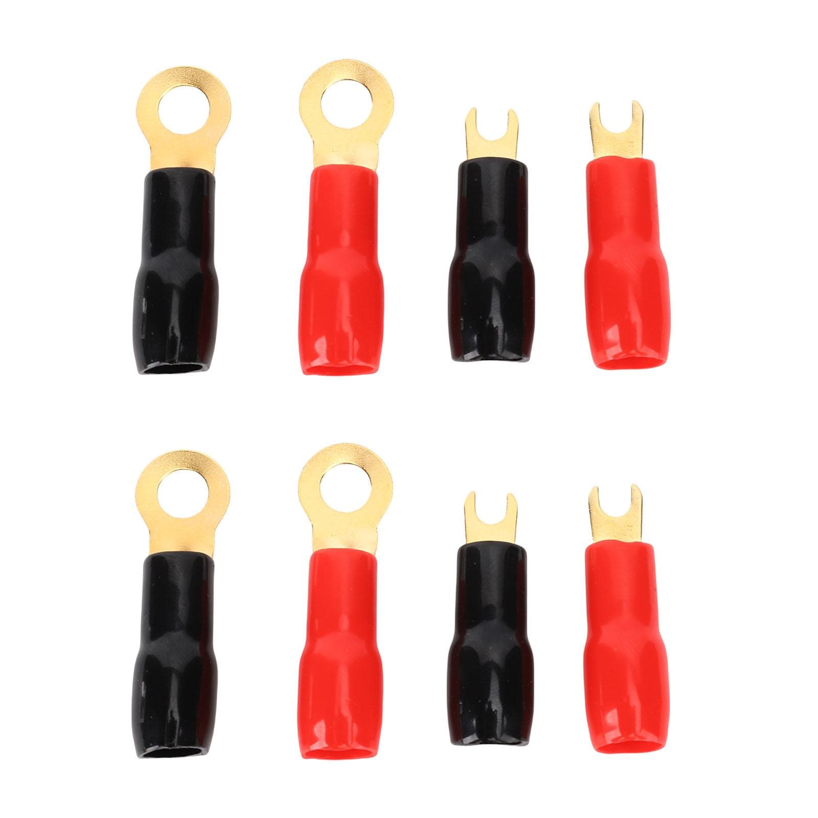4 Gauge Strip Spade Terminal Spade Fork Adapters Connectors Plugs Black Red Copper Crimp Connectors