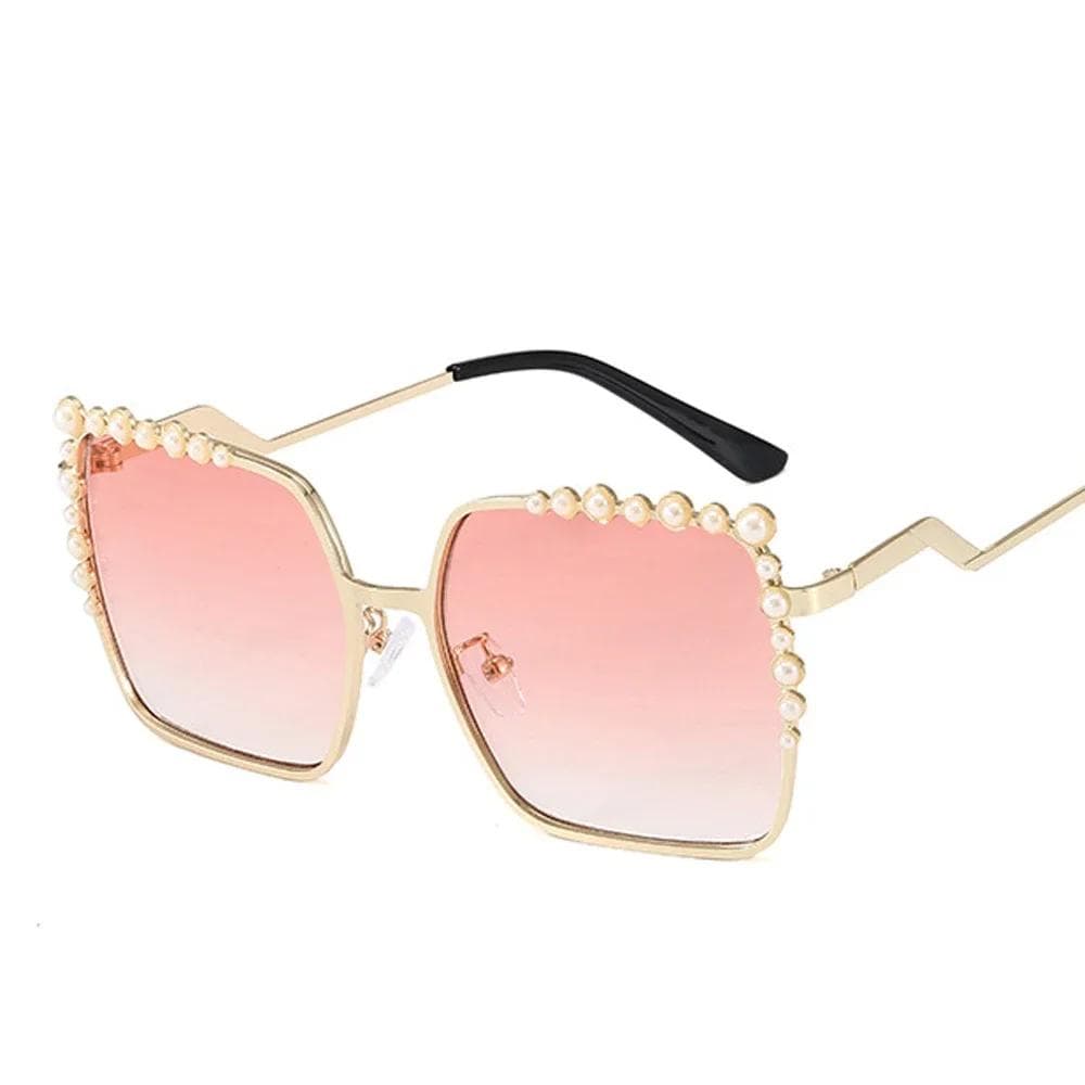 New Luxury Pearl Sunglasses Women Designer Fashion Square Oversized Sun Glasses Big Square for Ladies As Picture