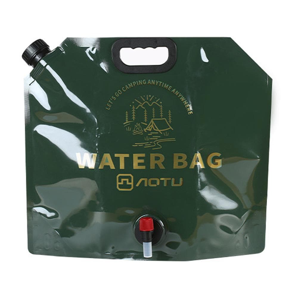 9L Collapsible Water Container Bag with Spigot Folding Water Jug for Camping Hiking army green