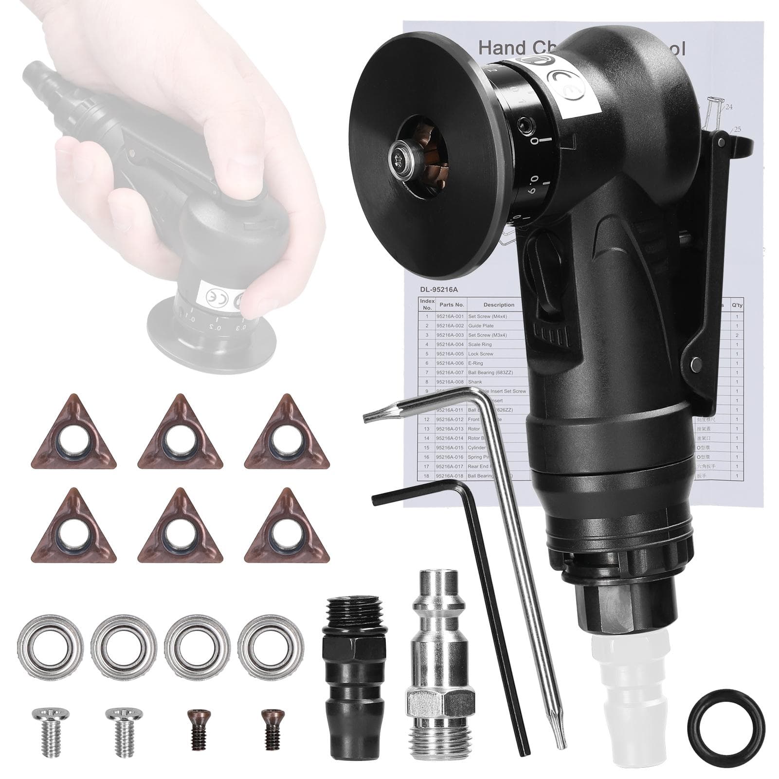 Pneumatic Chamfering Machine Carpenter Chamfering Tool Portable Handheld Grinder Metal Wood Acrylic black