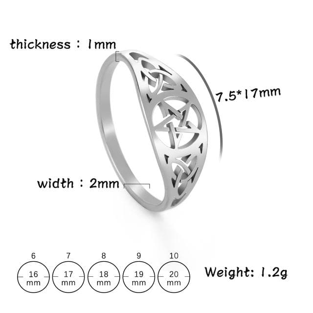 Irish Knot Celtics Star Ring for Women Supernatural Pentagram Wicca Amulet Couple Rings Stainless Steel Jewelry Gifts 10