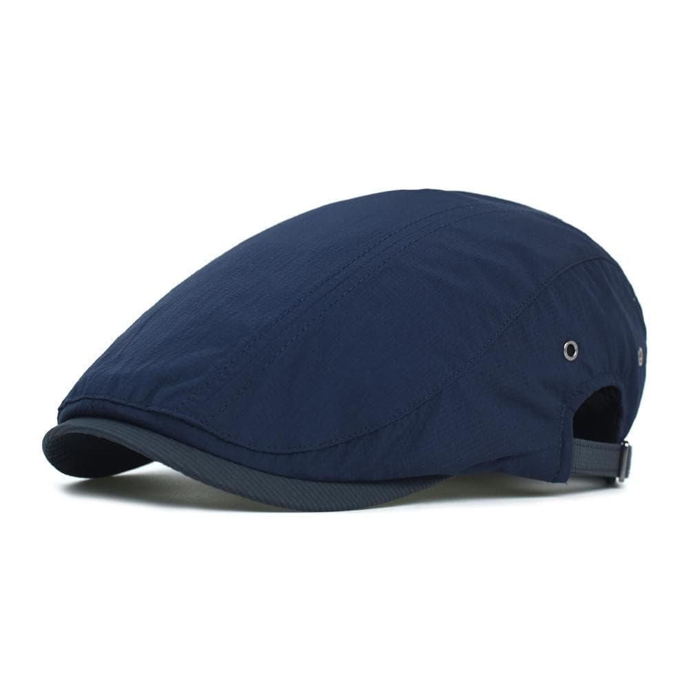 Spring Summer Quick drying Newsboy Caps Men Woman Breathable Fashion Casual Beret Flat Ivy Cap Soft Solid Driving Peaked Cap Adjustable 56-59 cm navy blue