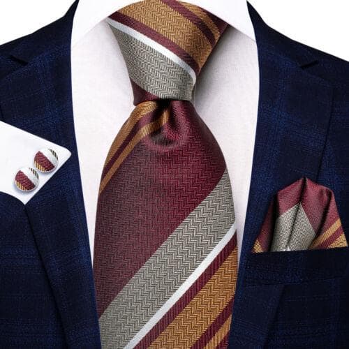 Hi-Tie Mens Silk Necktie Set Striped Paisley Solid Tie Pocket Square Cufflinks N-3766