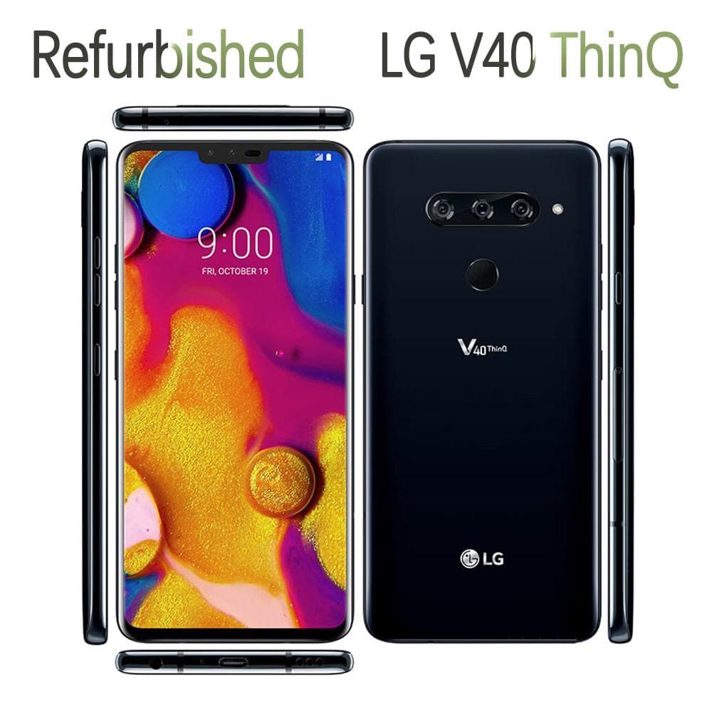 Refurbished Original LG V40 ThinQ 6.4 6GB RAM 64GB/128GB ROM Mobile Phone With Single 1/2 SIM V405UA 64GB Simple Set black