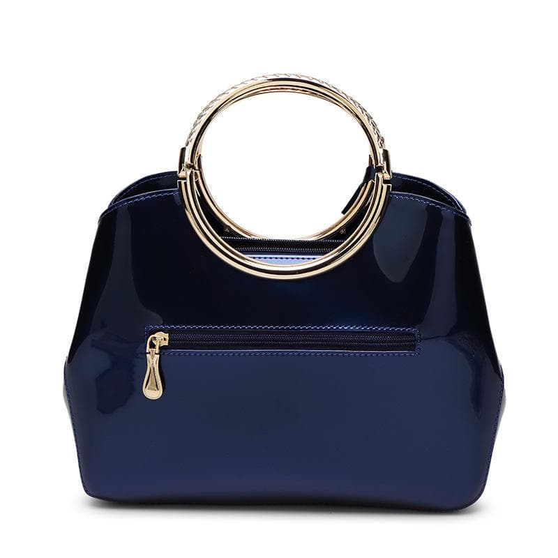 SCIONE Glossy Patent Leather Shoulder Bag 2020 New Women's Bag Shiny Handbag 28cm*10.5cm*22cm blue