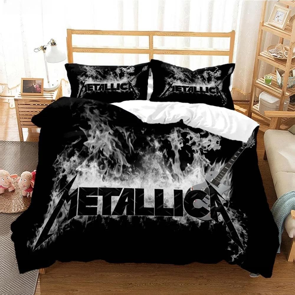 Metal Music Band M-Metallica Bedding Set Single Twin Full Queen King Size Bed Set Adult Kid Bedroom Duvet cover Set Home Textile AU Single 140x210cm