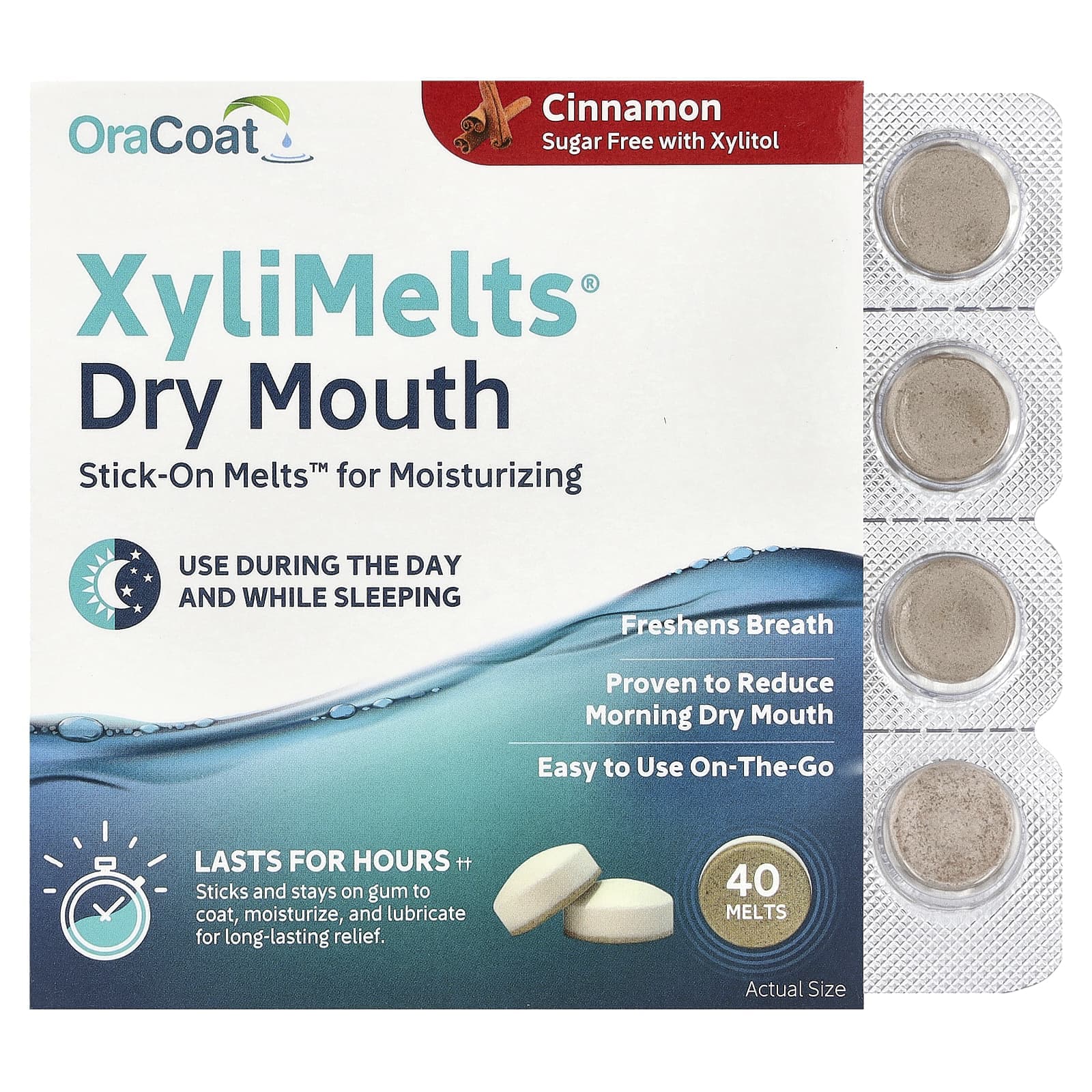 OraCoat, XyliMelts® Dry Mouth, Cinnamon Flavor, 40 Melts
