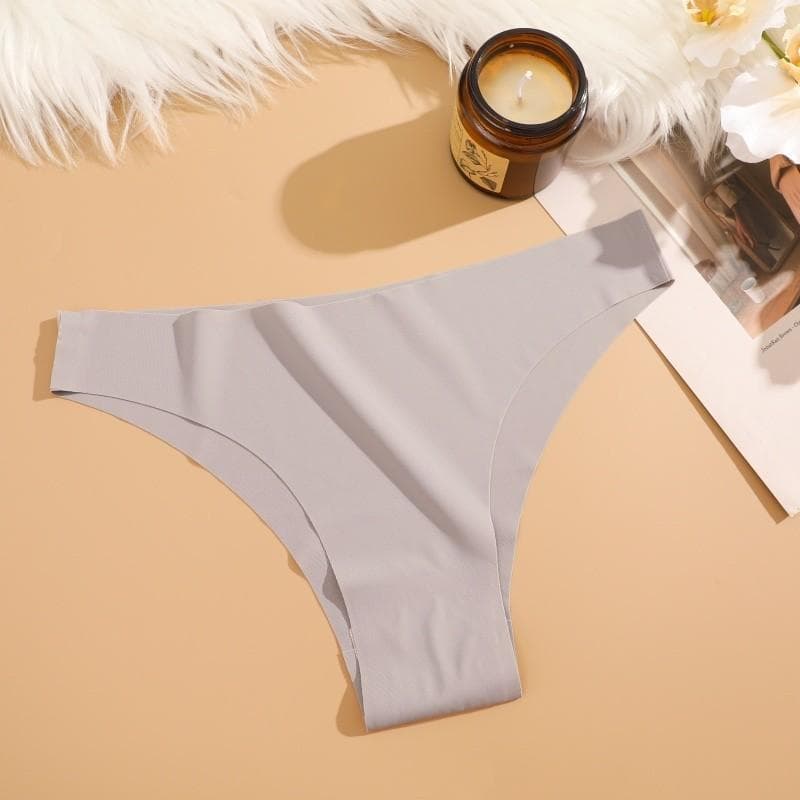 FINETOO Women Seamless and Traceless Panties Solid Color Underwear soft and Comfortable Lingerie 12 Colors L khaki