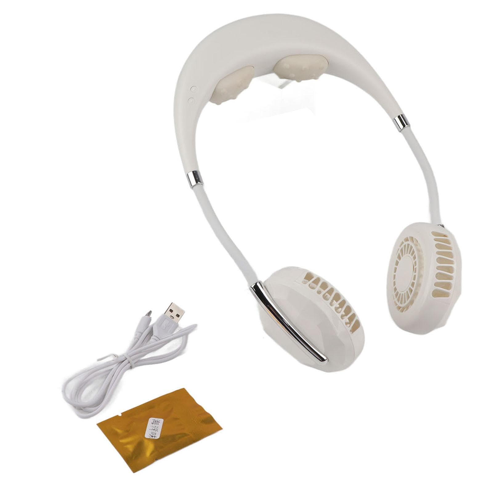 Hanging Neck Fan Portable Multifunction Leafless Massage Aromatherapy Neck Fanfor Outdoor HomeWhite 6cm/2.36in white