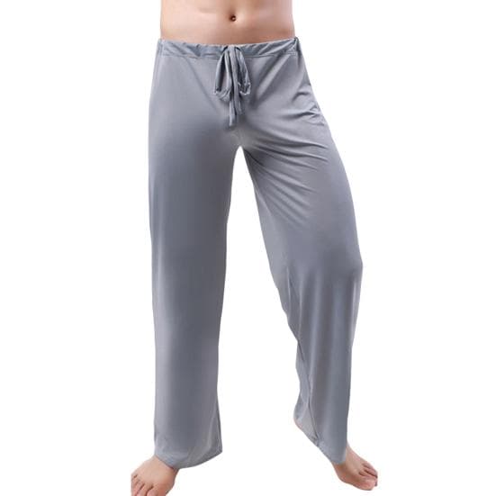 Men Yoga Pants Drawstring Sports Breathable Pure Color Men Sports Trousers Men Garment M grey