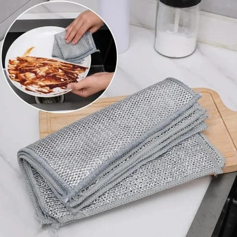 Magic Cleaning Cloth Metal Silver Wire Rags Kitchen Dish Pot Wash Dishing Cloths Towel Clean Tools 20PCS silver