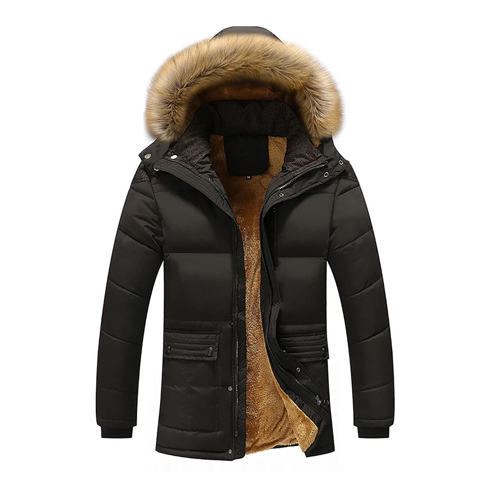 Winter Jackets For Men, Men's Winter Thickened Plus Size Padded Windproof Warm Cotton Padded Coat XXXXL black