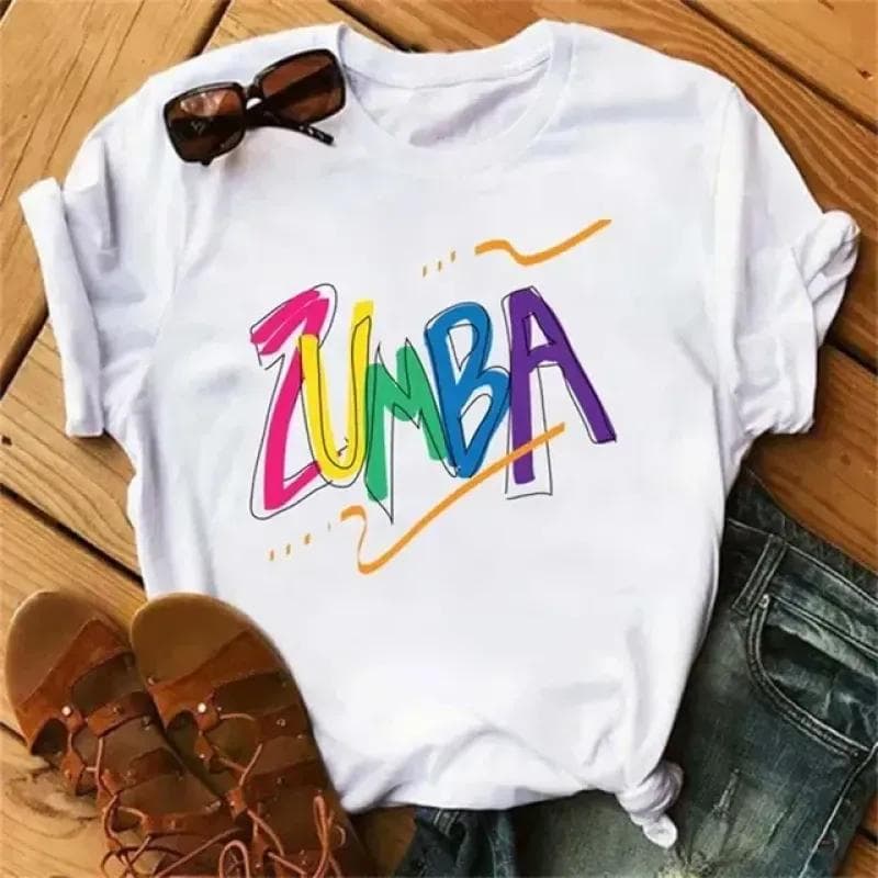 Zumba Graphic Tshirt Women's Clothing Fitness Dance Letter Printed Tees Summer Shirt Sport Gymnastics Femme Fashion T-Shirt Tops S