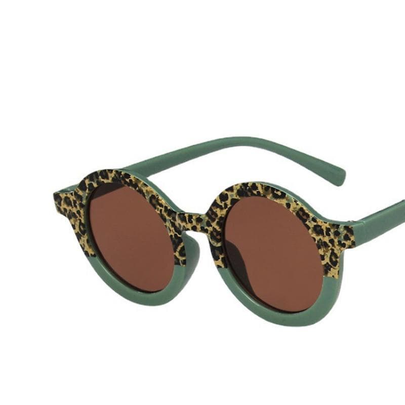 New Kids Cute Leopard Bear Sunglasses UV400 Protection Vintage Round Sun Glasses for Boys Girls As shown in the figu