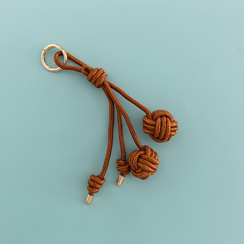Fashion Colors Ball Rope Phone Ornament Bag Pendant Hand Woven Rope Car Pendant Keychain INS Volleyball Bag Charms Accessories brown