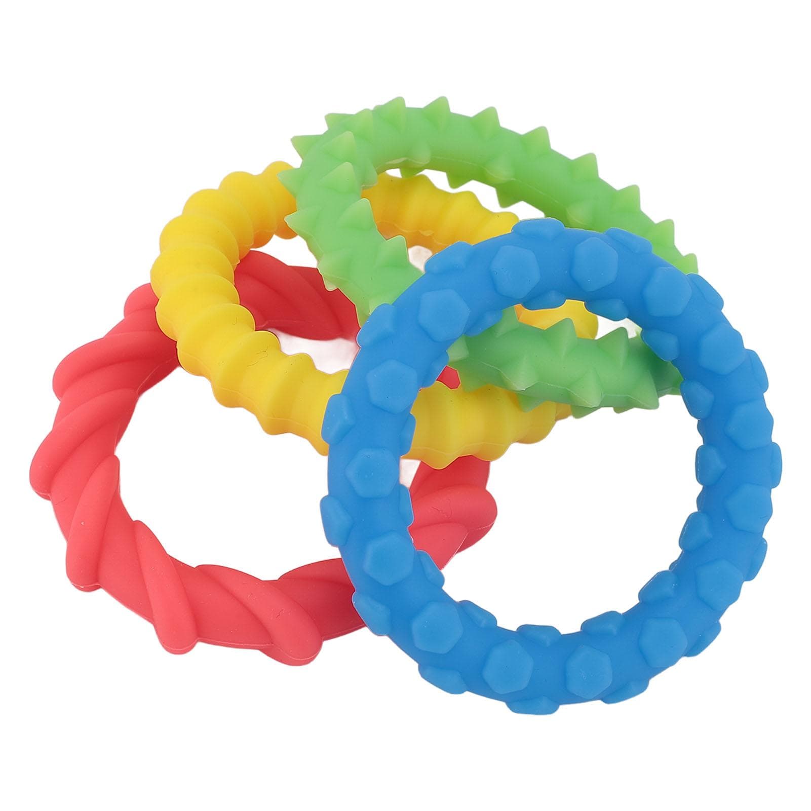 4 Pcs Kids Sensory Ring Toys Silicone Vibrant Colors Textured Skin Friendly Sensory Bracelets