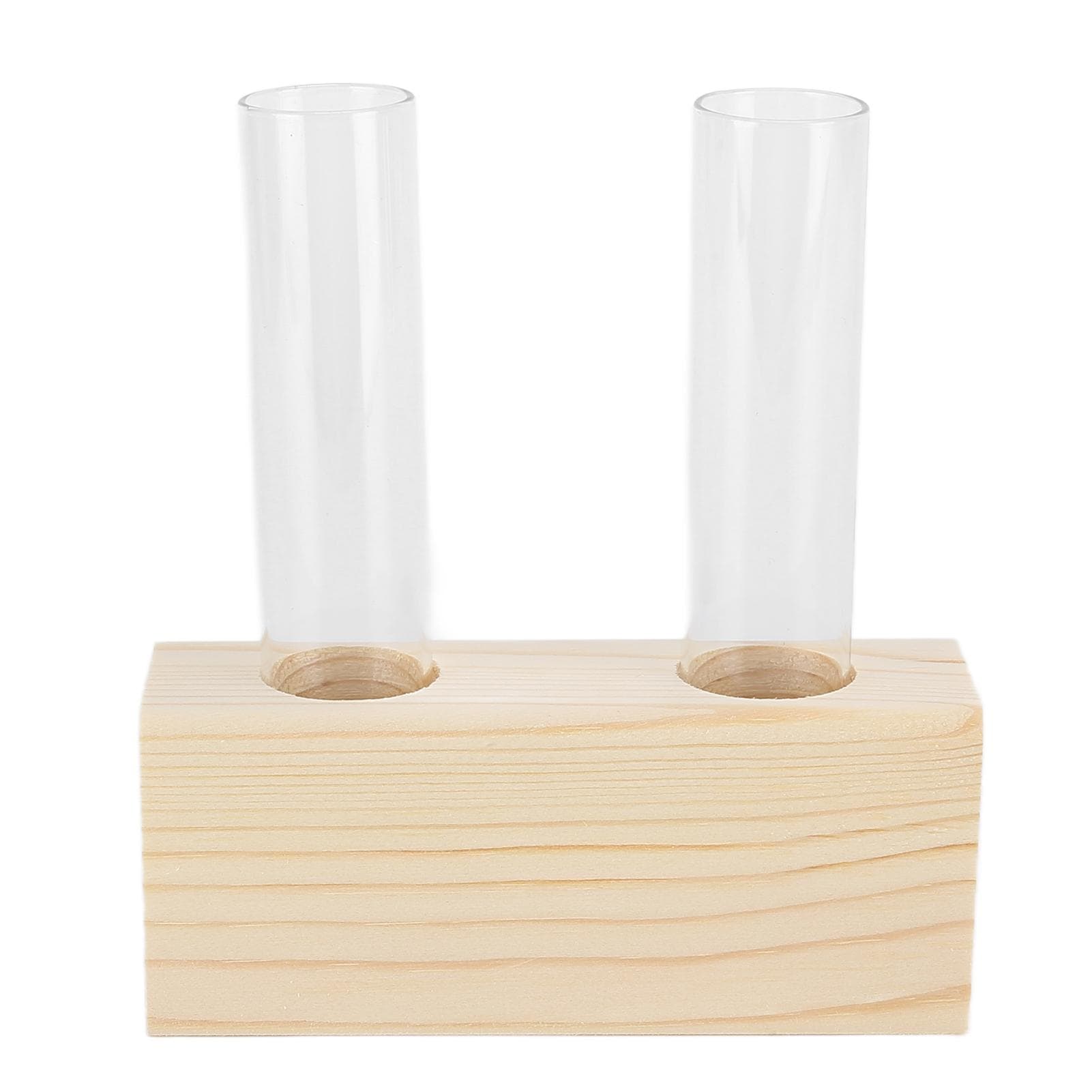 Test Tube Plant Vase Simple Tube Glass Vase Decoration Wooden Frame Hydroponic Plant Container Home