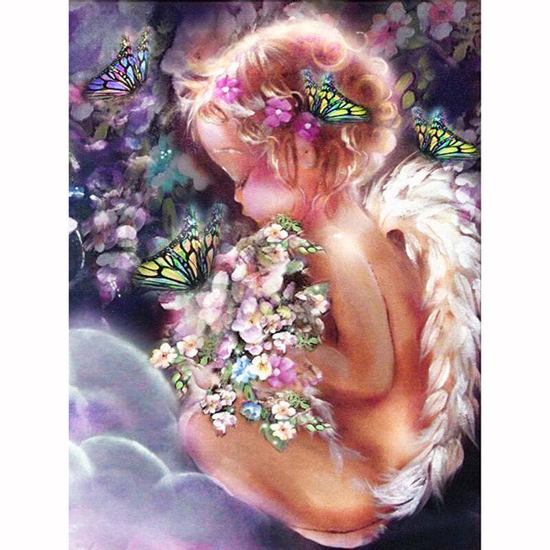 5D Diamond Painting Full Round Drill Cute Little Girl Handmade Wall Kids Room Decoration 20X30CM