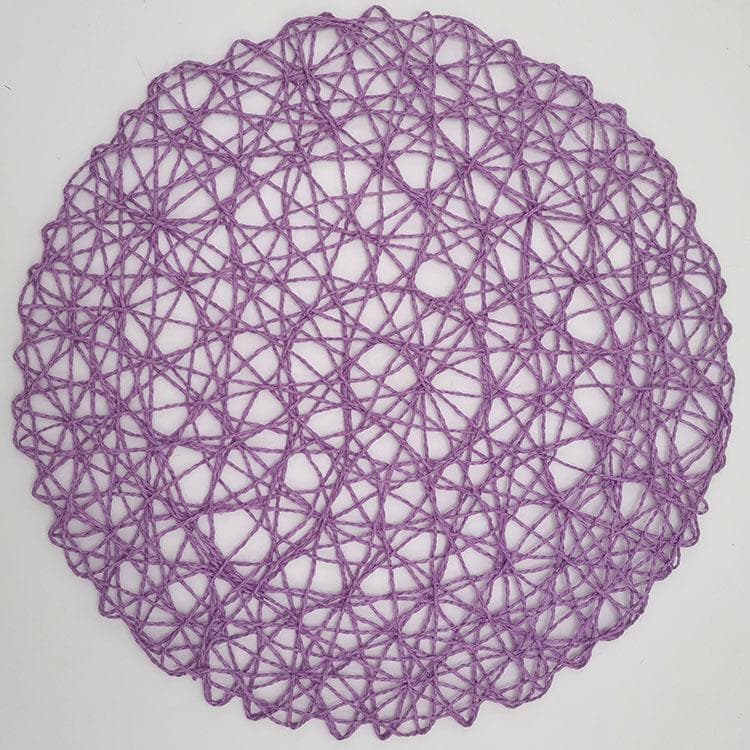 15 Inch Crochet Knitting Round Woven Place Mats Paper Fiber Table Placemats Hollow Decorative Placemat Dinning Place Mats Decor purple