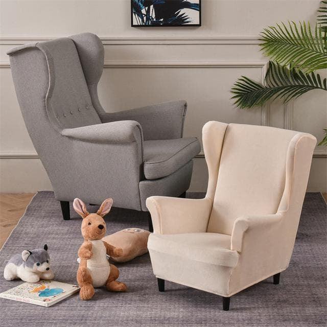 Stretch Velvet Children Wing Chair Cover Kids Size Small High Back Armchair Covers Single Sofa Slipcovers Furniture Protector