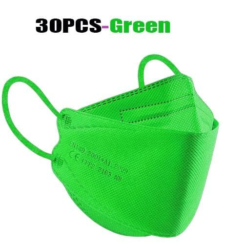FFP2 Colorful Face Mask Mascarillas Anti-fog Dust Respirator Breathable KN95 Adult Masks 30PCS green