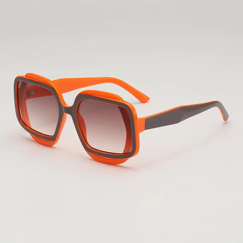 Retro Polygonal Color Block Sunglasses Y2K Fashion Trendy Personalized Eyewear for Women Men