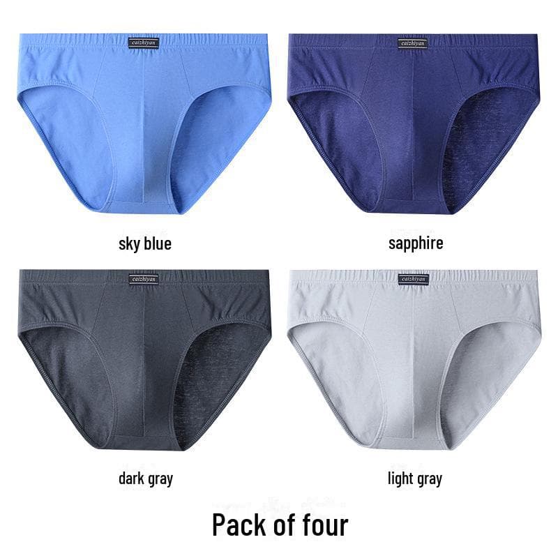 Premium Pure Cotton Men's Plus Size Briefs - Breathable, Sweat-Absorbent for Middle-Aged and Elderly 2XL (60-70 kg)