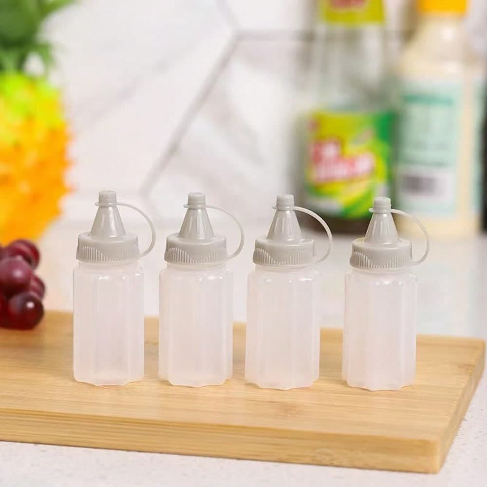 4Pcs Portable Reusable & Shatterproof Bento Box Meal Prep Set - Plastic Food Containers with Lids and Mini Sauce Bottles 4pcs grey