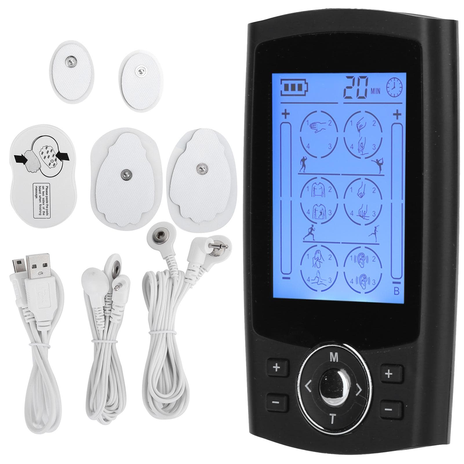 EMS Electrode Pads Pain Relieve Digital Body Acupuncture Meridians Massager EU Plug