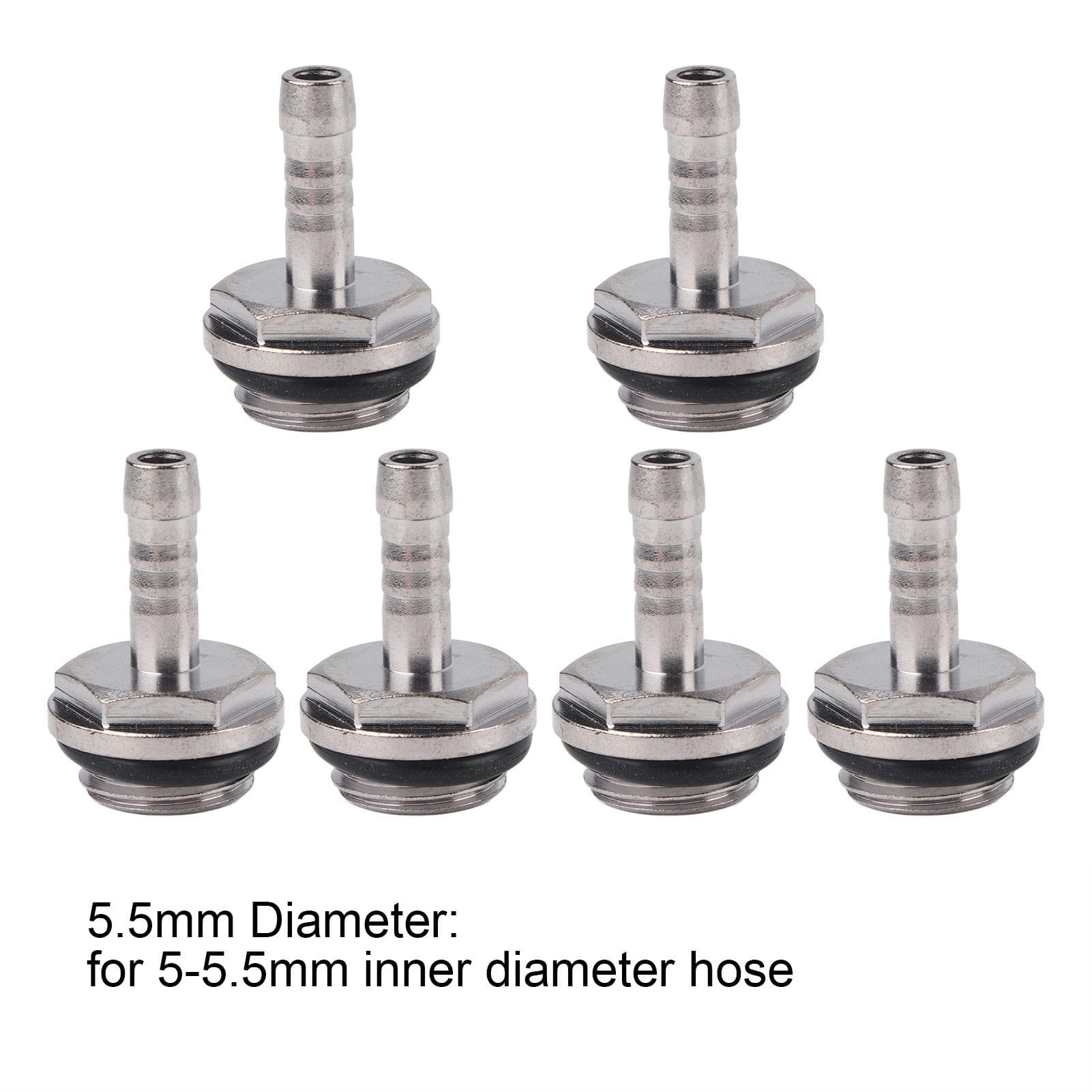 6 PCS PC Water Cooling TwoTouch Fitting G14 Thread Barb Connector for Tube 5.5mm