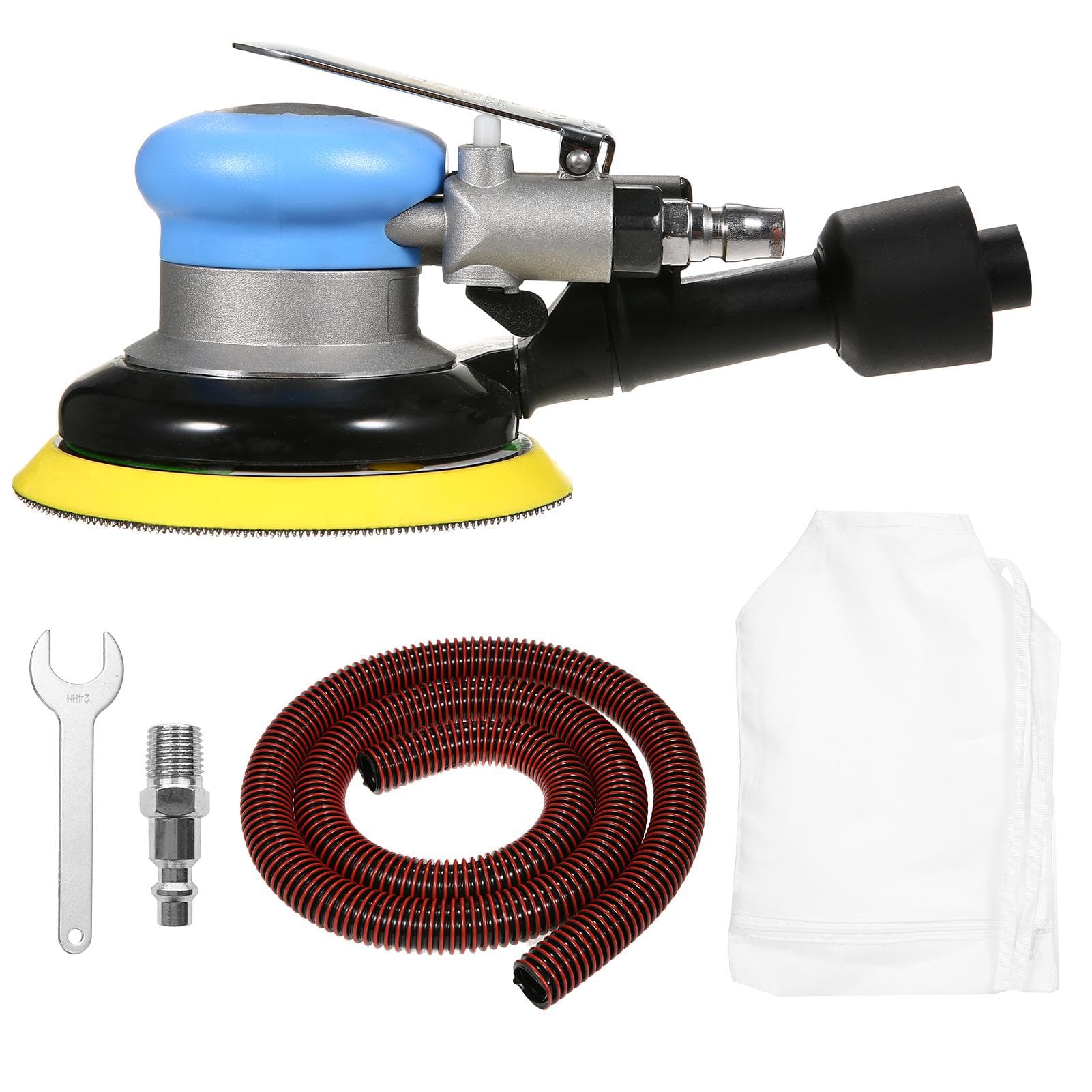 5'' Pneumatic Sander 12000rpm Pneumatic Palm Sander Professional Air Powered Sander Polishing Vacuum & US Connector blue