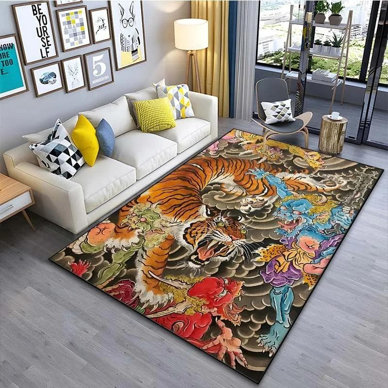 Japanese Art Tiger Tattoo Living Room Carpet Bedroom Bedside Bathroom Floor Mat Non Slip Sofa Coffee Table Area Rugs Kitchen Rug 40x60cm