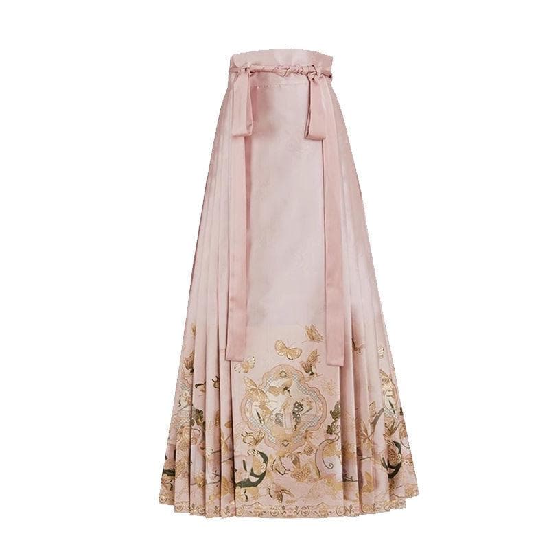 2024 Improved Hanfu Women's Outfit: Modern Chinese Style Top & Slim Horse Face Skirt Set XL