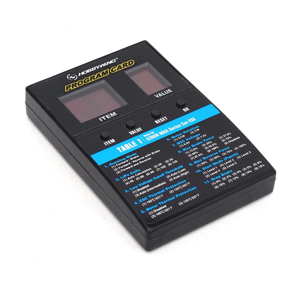HOBBYWING LED Program Card Box for Platinum V1/V2 FlyFun V5 XeRun EzRun QuicRun SeaKing series Program Card black