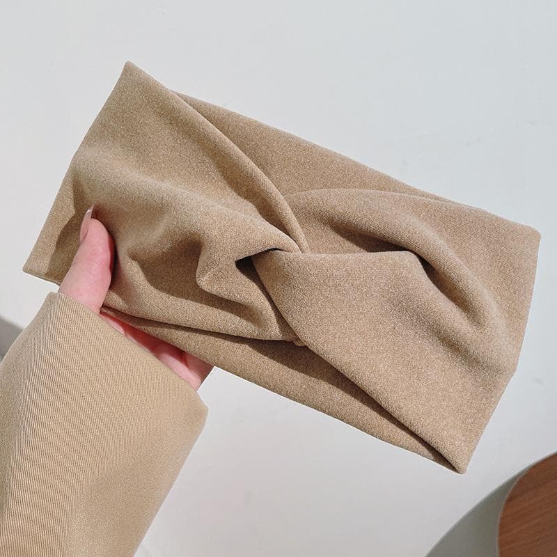 Autumn And Winter Daily Wear Wde Edged Face Wash Headband For Women Fashion Hairband Hair Accessories khaki