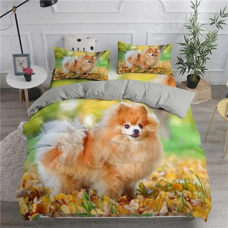 Pomeranian Dog King Queen Duvet Cover Puppy Bedding Set for Teens Adults Pet Animal Colorful Sky 2/3pcs Polyester Quilt Cover 175x220cm