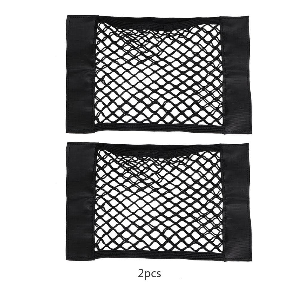2pcs Car Trunk Interior Organizer Bag Mesh Net Rear Seat Storage Bag Holder Pocket