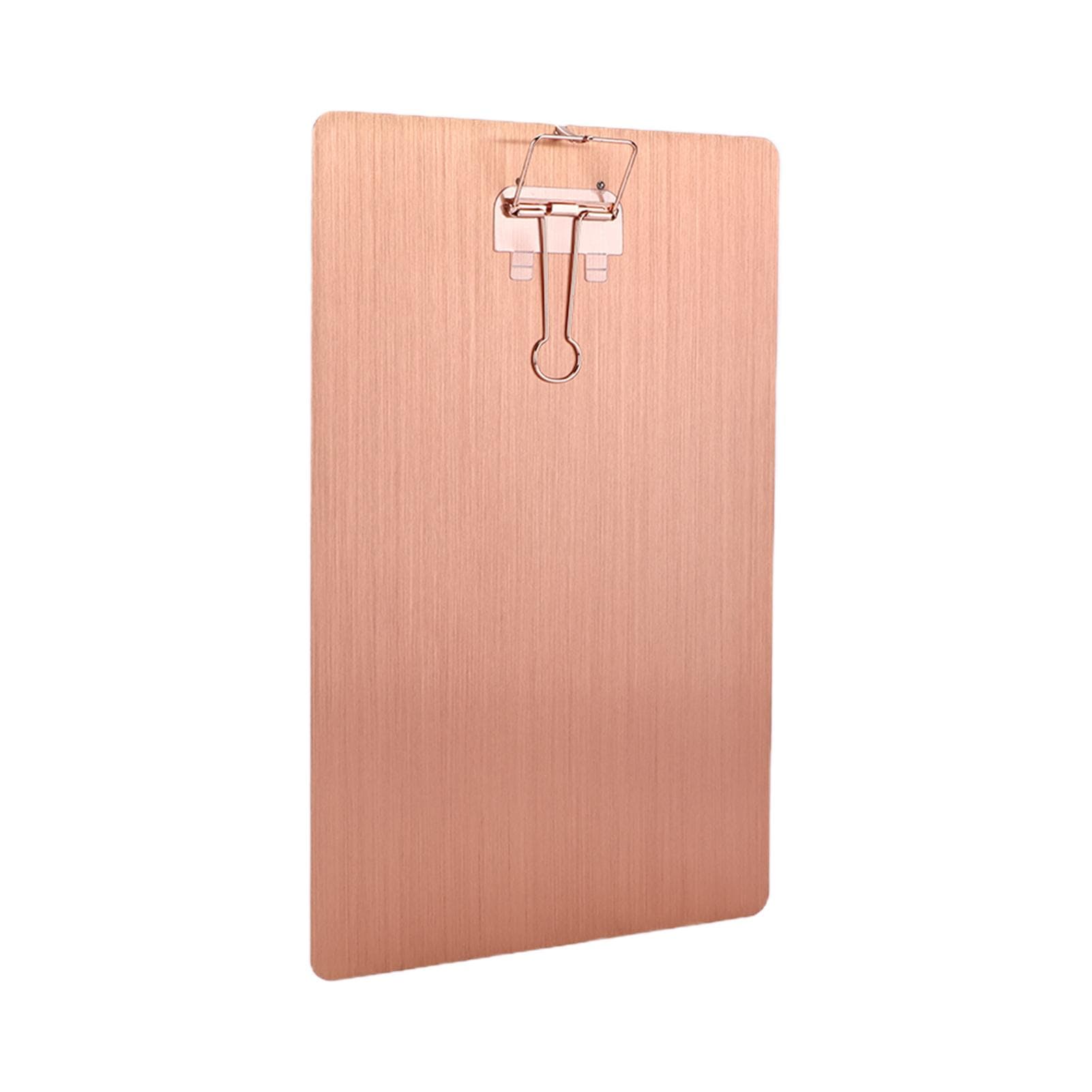 Clipboard Suspensible Rustproof Wearproof Scratch Resistant Iron Metal Drawing Board Folder for rose gold