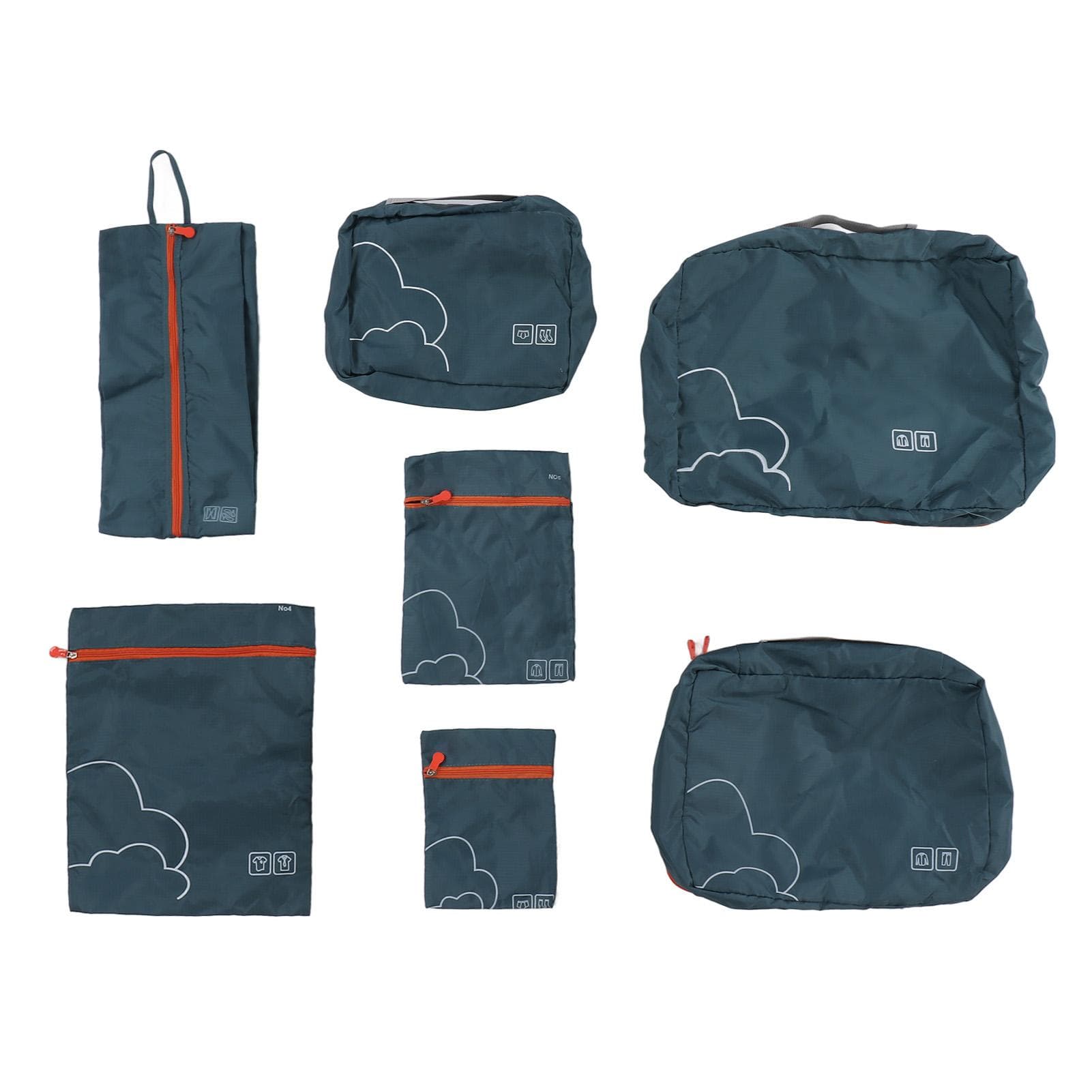 7 Pcs Luggage Packing Bags Polyester Waterproof Luggage Packing Cubes for Business Trip Travel green
