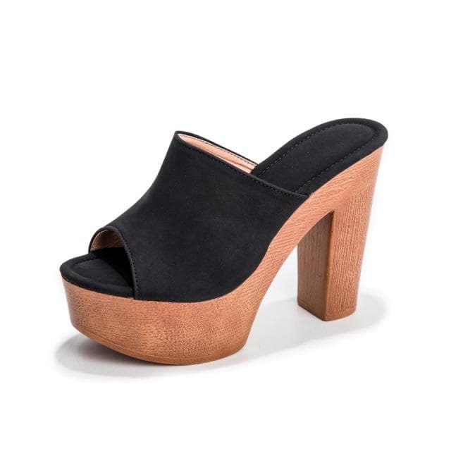 Women Sandals Platform Shoes Clogs Chunky Super High Heels Pumps Female Flipflop Slippers Sexy Sandalias 36 black