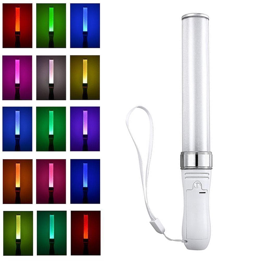 LED Light Sticks LED Glow Sticks 15 Colors Switchable Poi Glow Sticks for Parties Concerts Weddings white